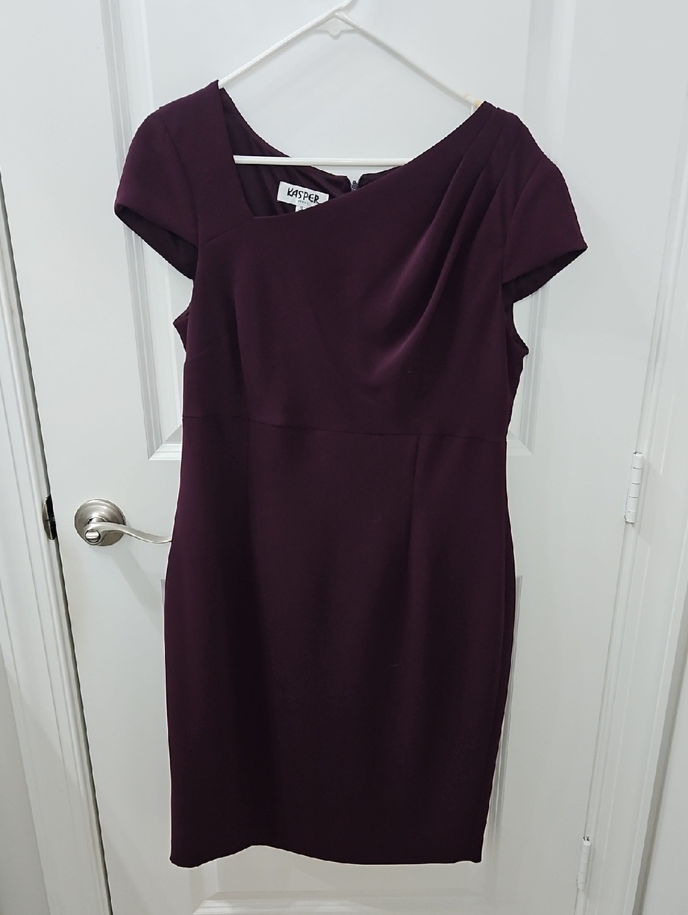 Kasper Plum Cap-Sleeve Midi Dress